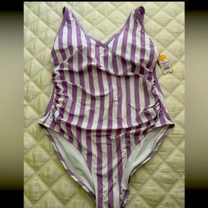 New Kona Sol Swimsuit 20W Purple stripe one piece